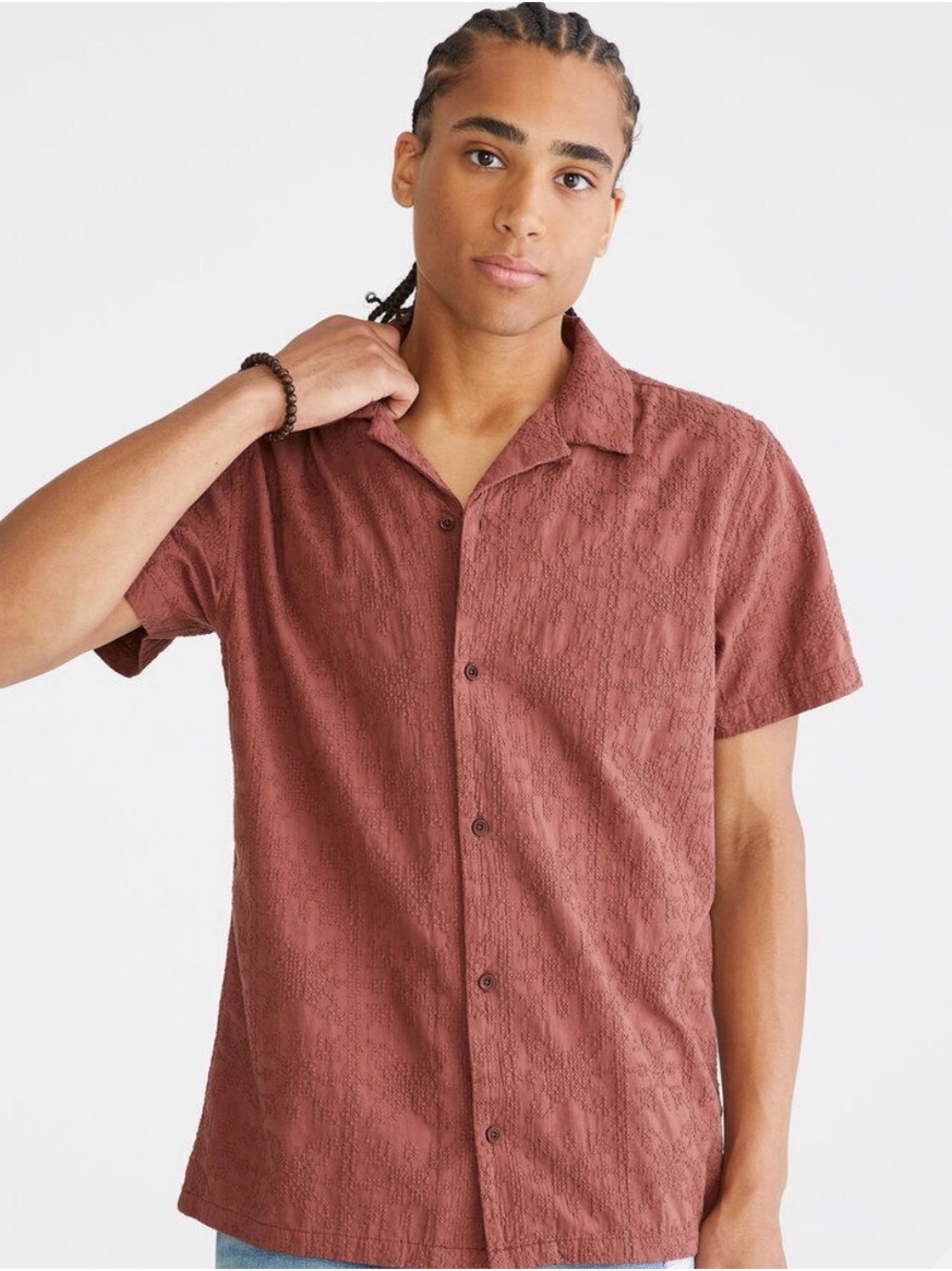 NWT Aeropostale Geometric Stitch Camp Shirt